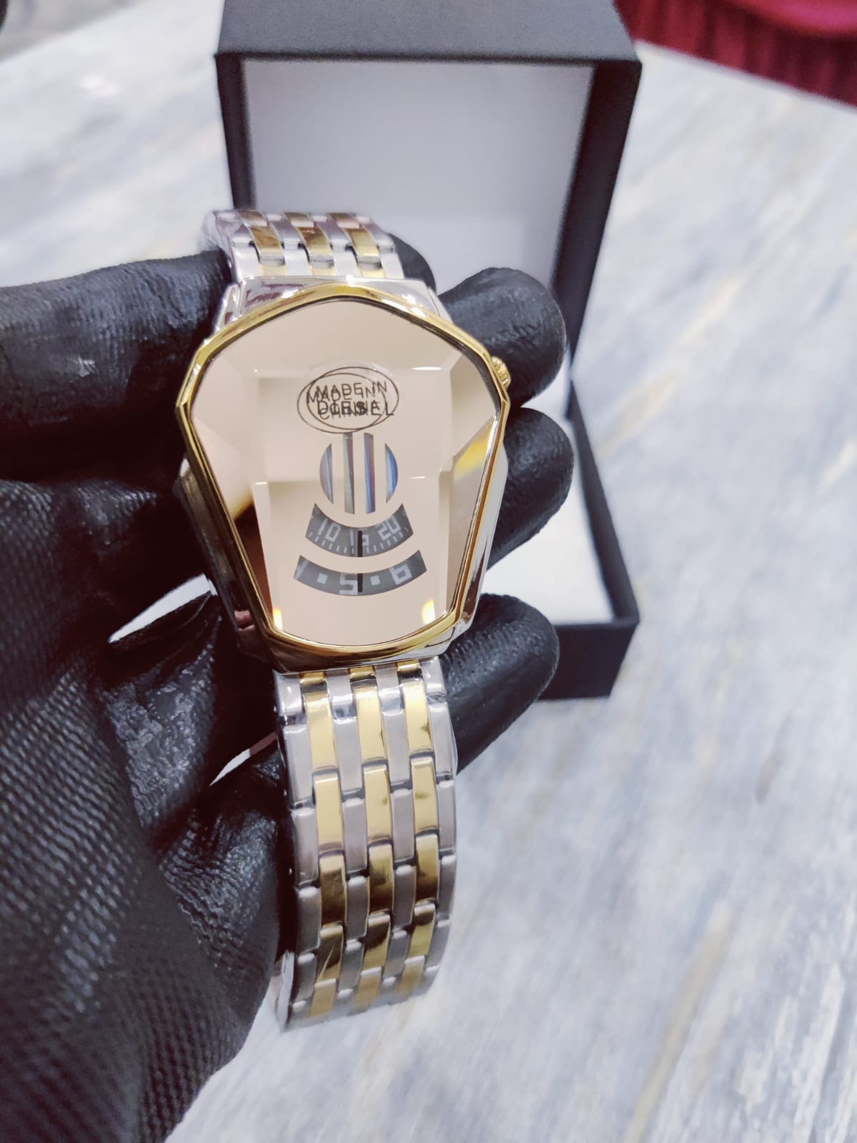 Diesel Men Watch | Tow Tone Colour With Golden Dial